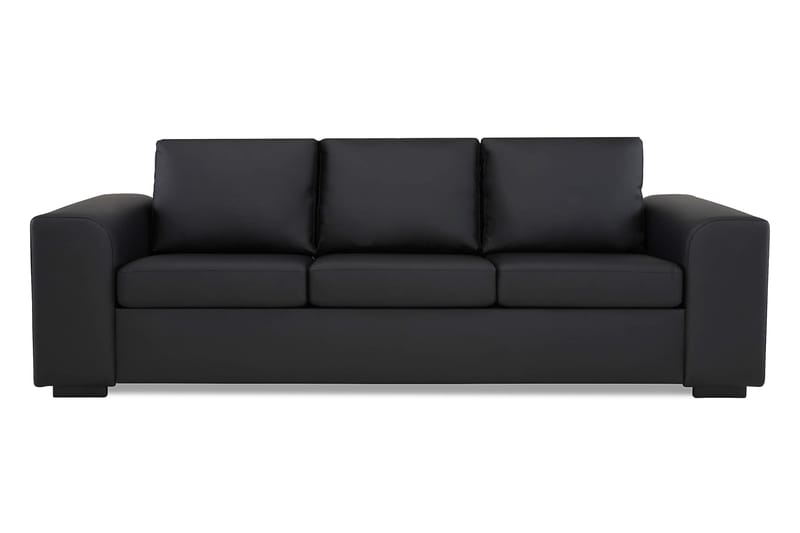 Link Soffgrupp 3-sits + 2-sits Soffa + Fåtölj + Fotpall i Konstläder - Svart - Möbler - Vardagsrum - Soffgrupper