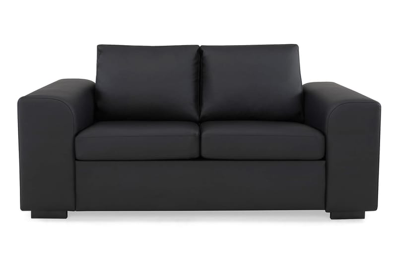 Link Soffgrupp 3-sits + 2-sits Soffa + Fåtölj + Fotpall i Konstläder - Svart - Möbler - Vardagsrum - Soffgrupper