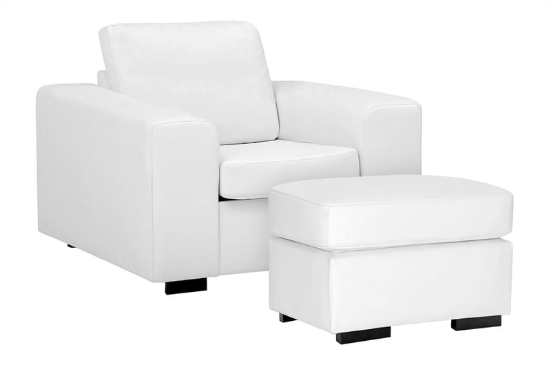 Link Soffgrupp 3-sits + 2-sits Soffa + Fåtölj + Fotpall i Konstläder - Vit - Möbler - Vardagsrum - Soffgrupper