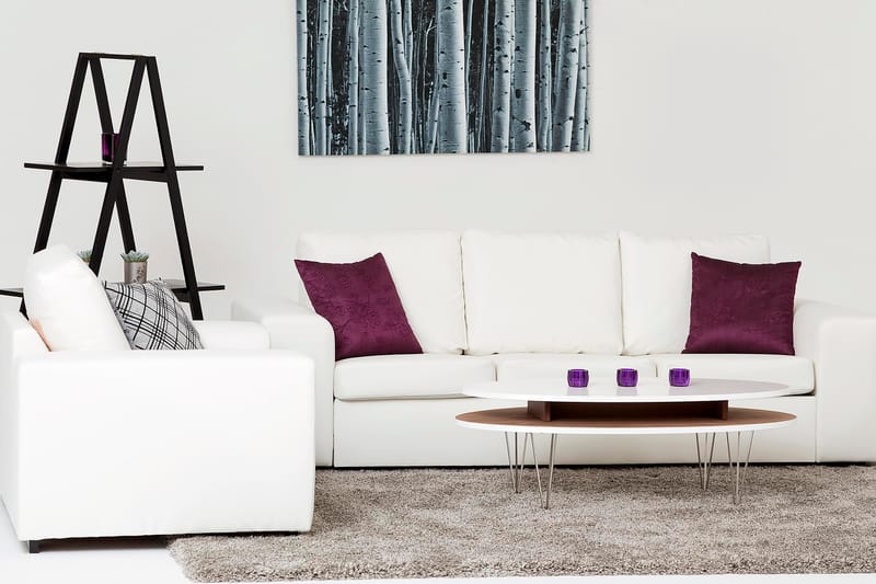 Link Soffgrupp 3-sits + 2-sits Soffa + Fåtölj i Konstläder - Vit - Möbler - Vardagsrum - Soffgrupper