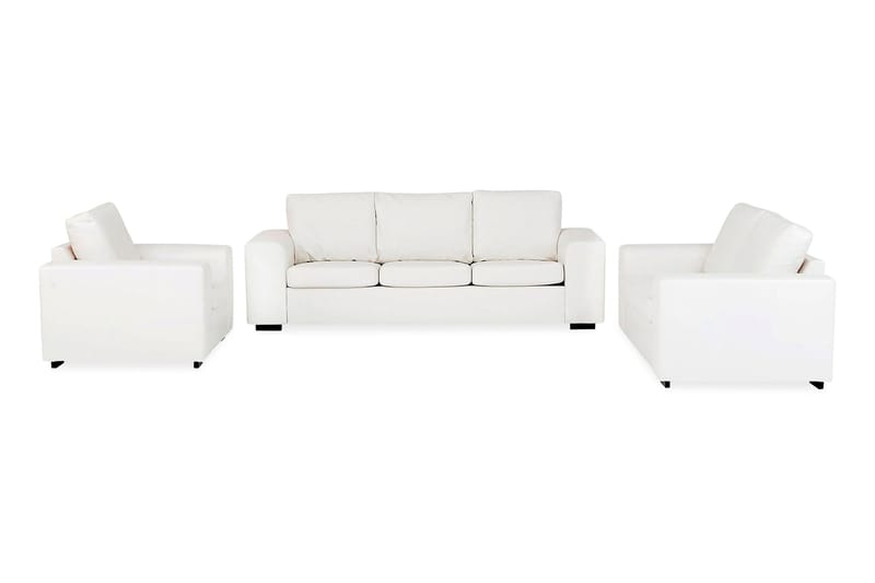 Link Soffgrupp 3-sits + 2-sits Soffa + Fåtölj i Konstläder - Vit - Möbler - Vardagsrum - Soffgrupper