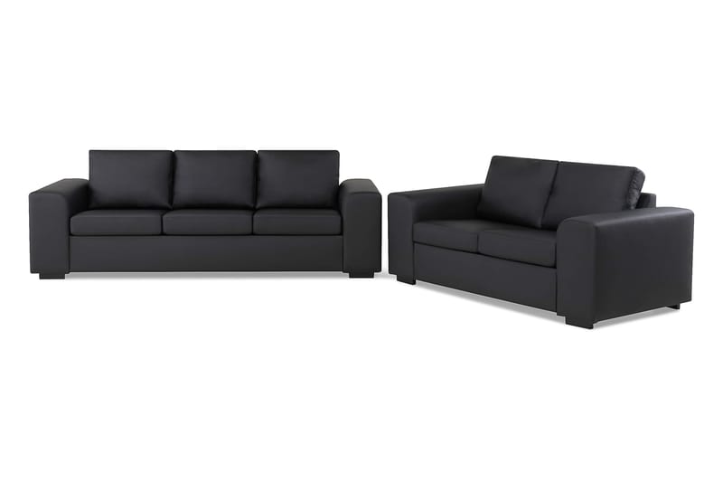 Link Soffgrupp 3-sits + 2-sits Soffa i Konstläder - Svart - Möbler - Vardagsrum - Soffgrupper