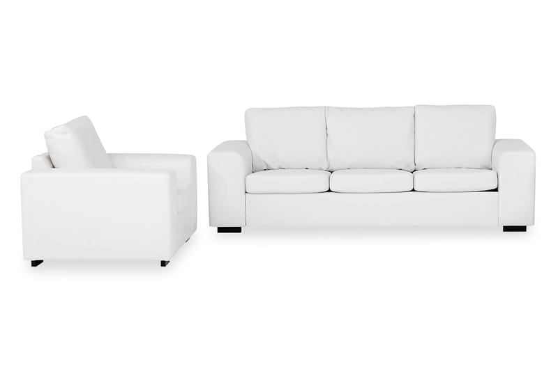 Link Soffgrupp 3-sits Soffa + Fåtölj i Konstläder - Vit - Möbler - Vardagsrum - Soffgrupper