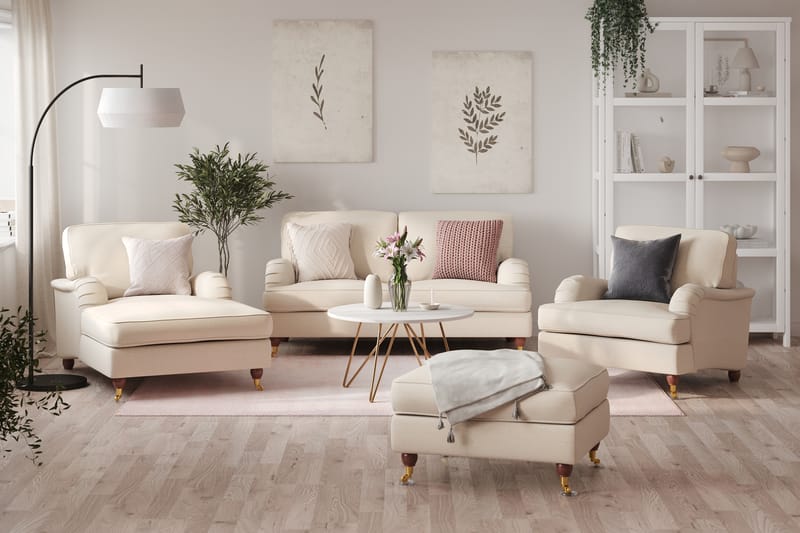 LYNN Soffgrupp 2-sits+Divan+Fåtölj+Fotpall Beige - Möbler - Vardagsrum - Soffgrupper - Howard soffgrupp
