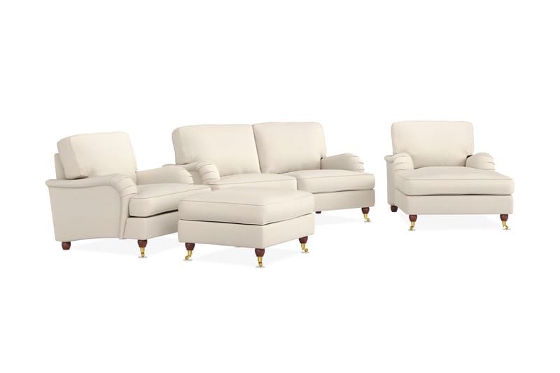 LYNN Soffgrupp 2-sits+Divan+Fåtölj+Fotpall Beige - Möbler - Vardagsrum - Soffgrupper - Howard soffgrupp