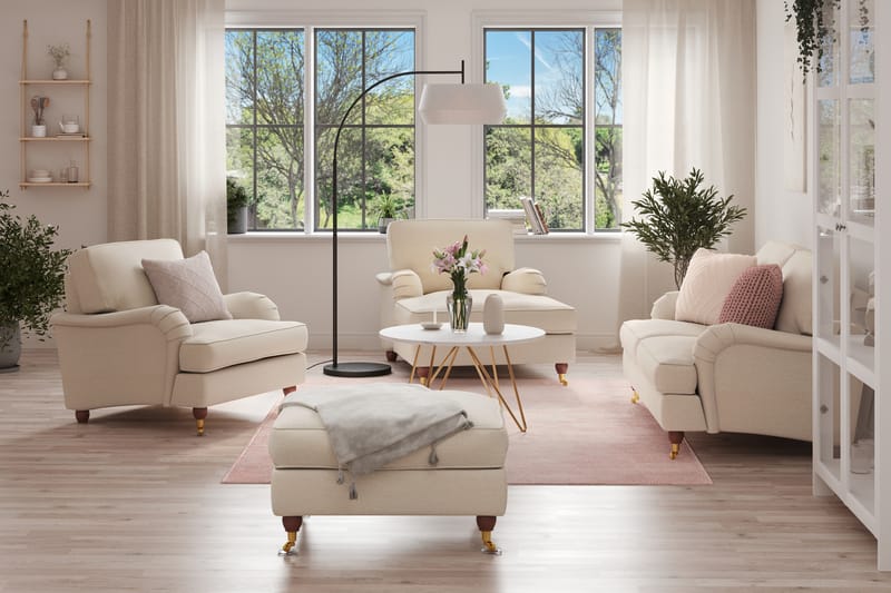 LYNN Soffgrupp 2-sits+Divan+Fåtölj+Fotpall Beige - Möbler - Vardagsrum - Soffgrupper - Howard soffgrupp