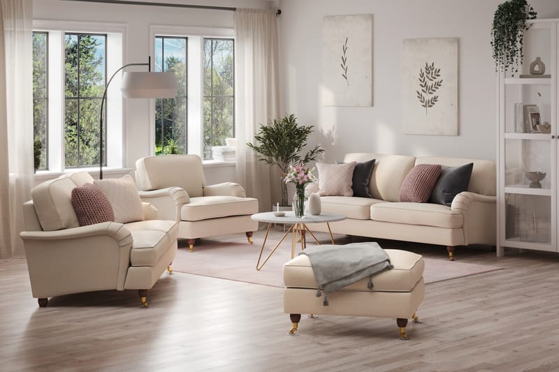 LYNN Soffgrupp 3-sits+2-sits+Fåtölj+Fotpall Beige - Möbler - Vardagsrum - Soffgrupper - Howard soffgrupp
