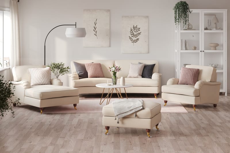 LYNN Soffgrupp Svängd 3-sits+Divan+Fåtölj+Fotpall Beige - Möbler - Vardagsrum - Soffgrupper - Howard soffgrupp