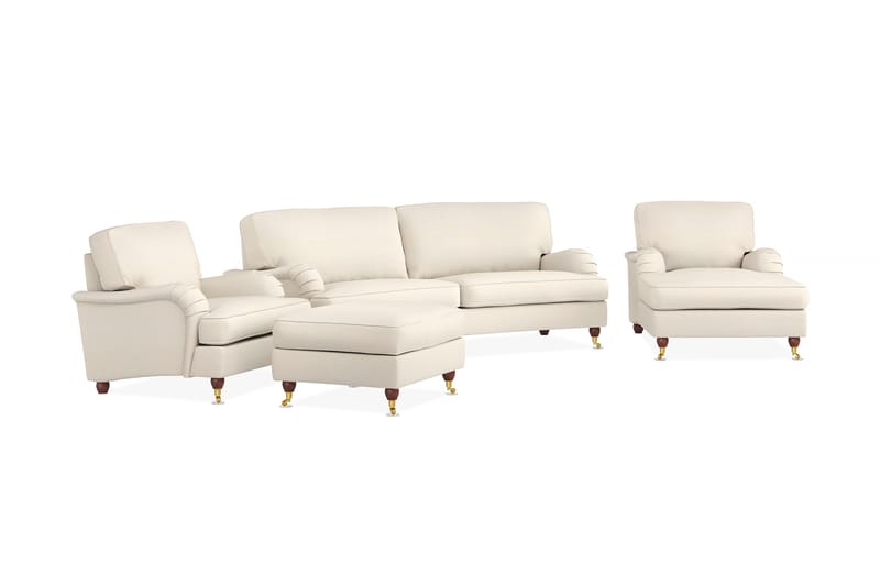 LYNN Soffgrupp Svängd 3-sits+Divan+Fåtölj+Fotpall Beige - Möbler - Vardagsrum - Soffgrupper - Howard soffgrupp