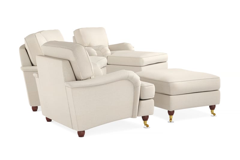 LYNN Soffgrupp Svängd 3-sits+Divan+Fåtölj+Fotpall Beige - Möbler - Vardagsrum - Soffgrupper - Howard soffgrupp