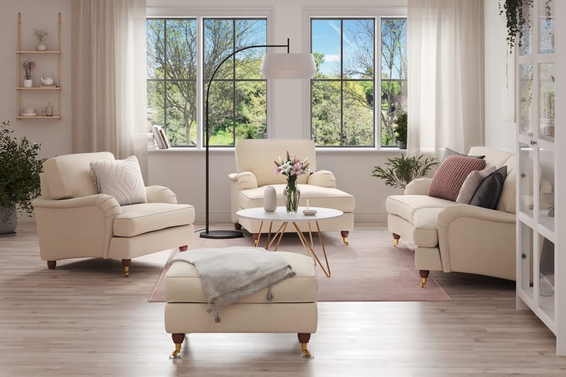 LYNN Soffgrupp Svängd 3-sits+Divan+Fåtölj+Fotpall Beige - Möbler - Vardagsrum - Soffgrupper - Howard soffgrupp