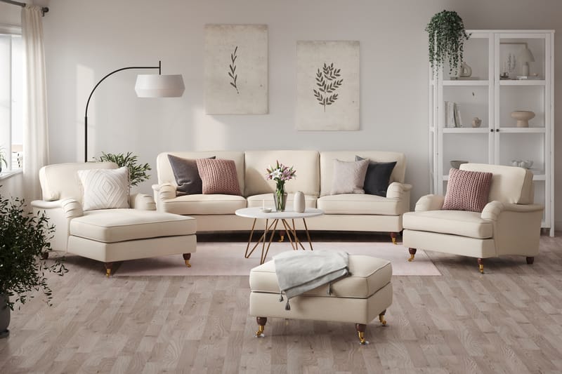 LYNN Soffgrupp Svängd 4-sits+2 Fåtöljer+Fotpall Beige - Möbler - Vardagsrum - Soffgrupper - Howard soffgrupp
