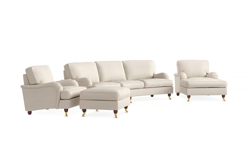 LYNN Soffgrupp Svängd 4-sits+2 Fåtöljer+Fotpall Beige - Möbler - Vardagsrum - Soffgrupper - Howard soffgrupp
