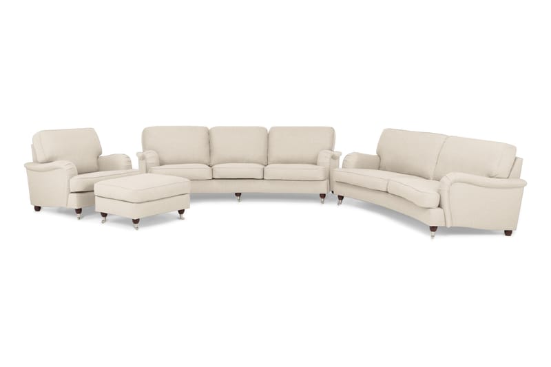 LYNN Soffgrupp Svängd 4-sits+3-sits+Fåtölj+Fotpall Beige - Howard soffgrupp - Soffgrupper