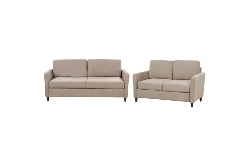 Soffgrupp Mare Beige/mörkt trä, Beige/mörkt trä