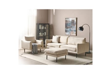 Soffgrupp med fotpall Vinterbro Ljusbeige/svart, Sammet - Ljusbeige/svart, Sammet - Möbler - Vardagsrum - Soffgrupper