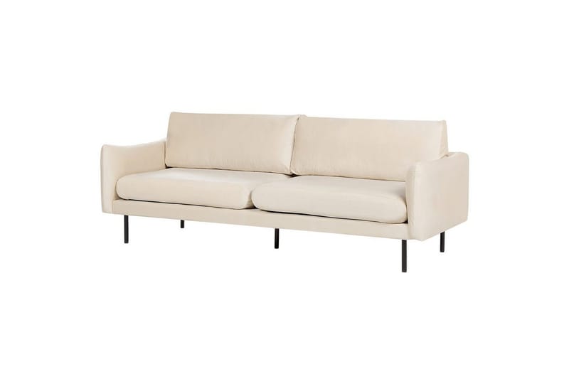 Soffgrupp med fotpall Vinterbro Ljusbeige/svart, Sammet - Ljusbeige/svart, Sammet - Möbler - Vardagsrum - Soffgrupper