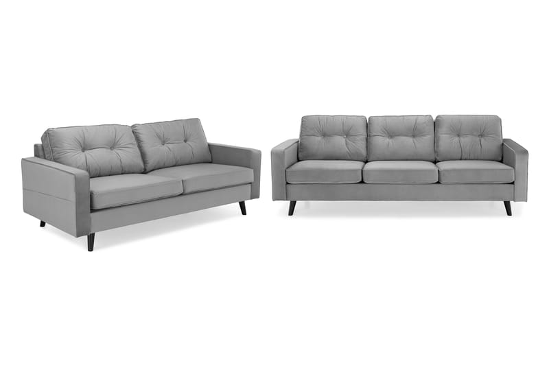 Monroe Soffgrupp 4-sits + 3-sits Sammetssoffa - Ljusgrå - Möbler - Vardagsrum - Soffgrupper - Howard soffgrupp