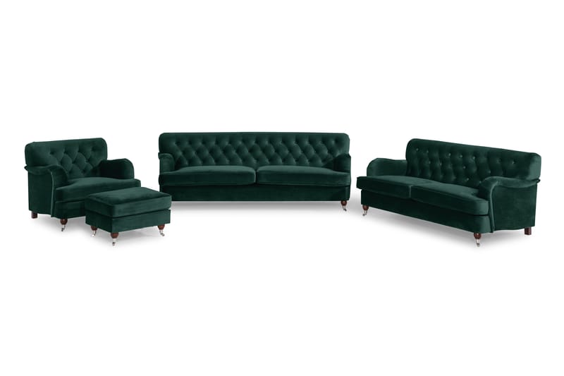 NOTTING HILL 2-sits+3-sits+Fåtölj+Fotpall Svängd Mörkgrön - Möbler - Vardagsrum - Soffgrupper - Howard soffgrupp
