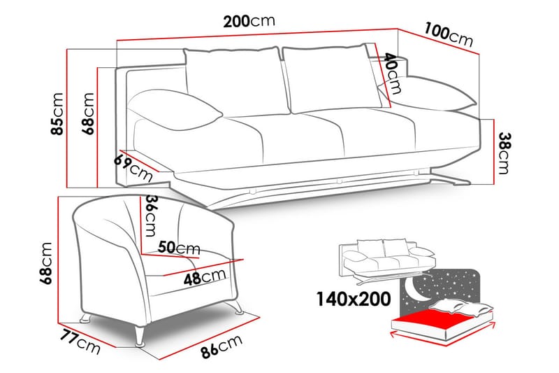 Olier Soffgrupp - Svart - Möbler - Vardagsrum - Soffgrupper