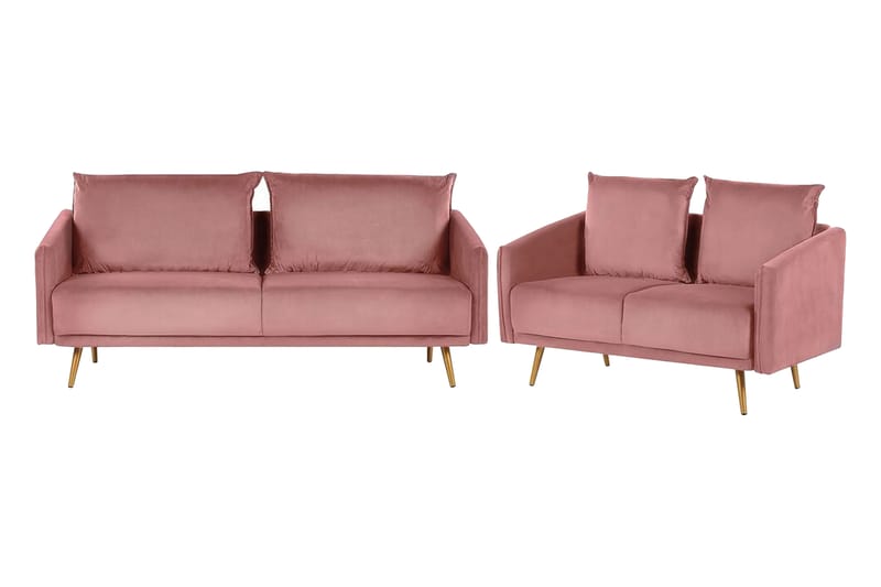 OTTESTAD Soffgrupp 2-sits + 3-sits Sammet/Rosa - Möbler - Vardagsrum - Soffgrupper