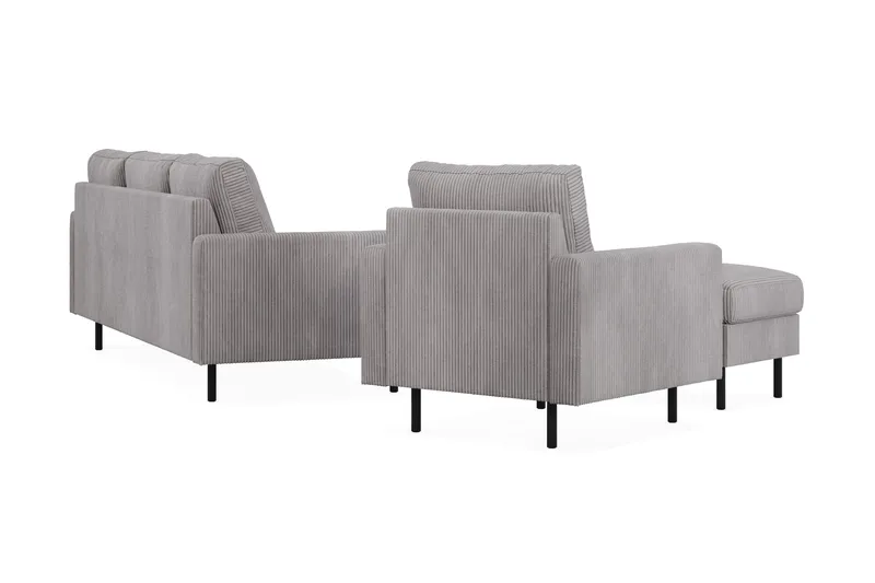 Peppe Soffgrupp 3-sits Soffa + Fåtölj + Fotpall i Manchester - Grå - Möbler - Vardagsrum - Soffgrupper