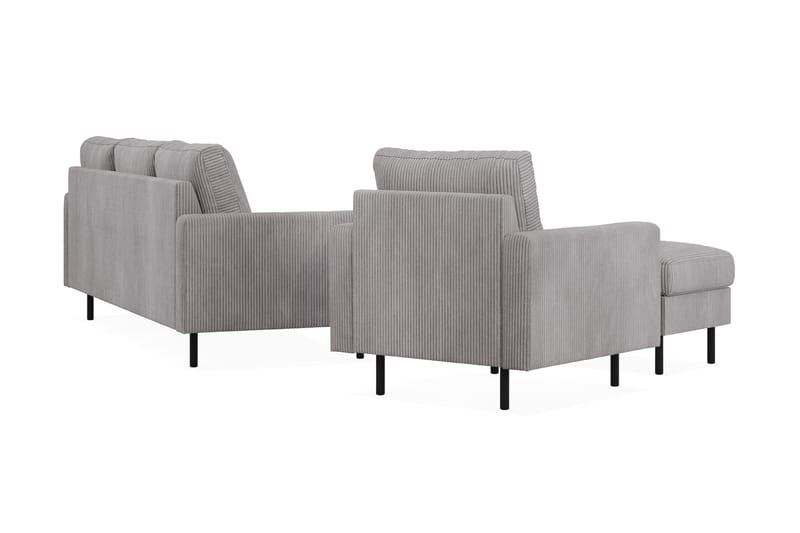 Peppe Soffgrupp 3-sits Soffa + Fåtölj + Fotpall i Manchester - Grå - Möbler - Vardagsrum - Soffgrupper