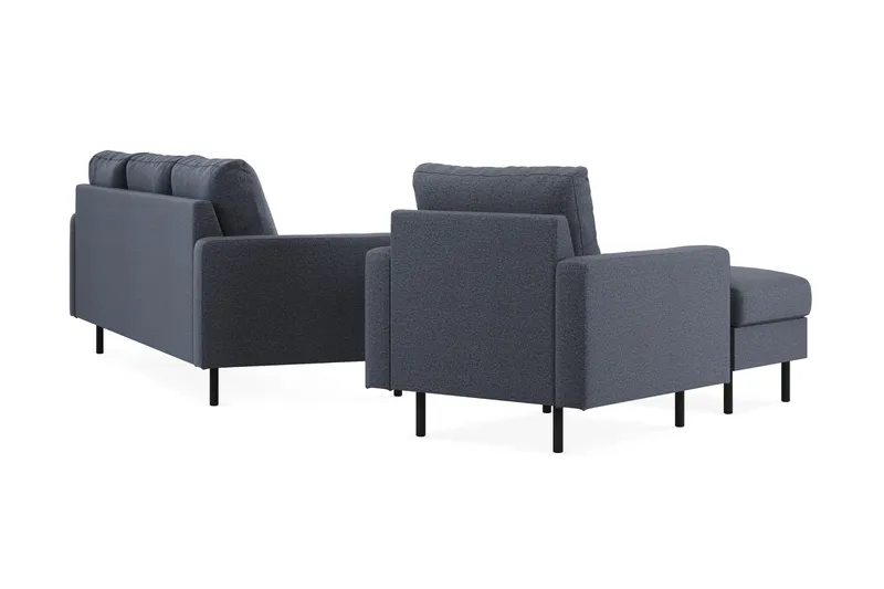 Peppe Soffgrupp 3-sits Soffa + Fåtölj + Fotpall i Tyg - Mörkgrå - Möbler - Vardagsrum - Soffgrupper