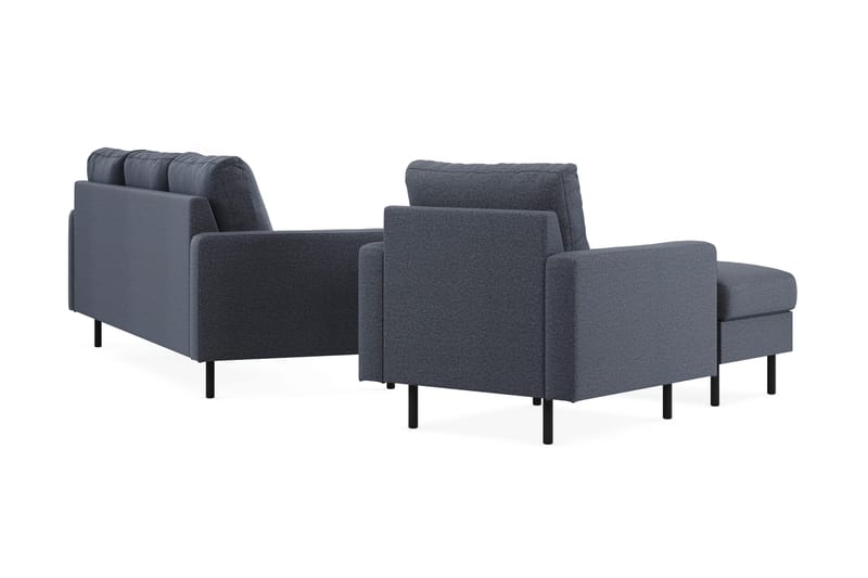 Peppe Soffgrupp 3-sits Soffa + Fåtölj + Fotpall i Tyg - Mörkgrå - Möbler - Vardagsrum - Soffgrupper