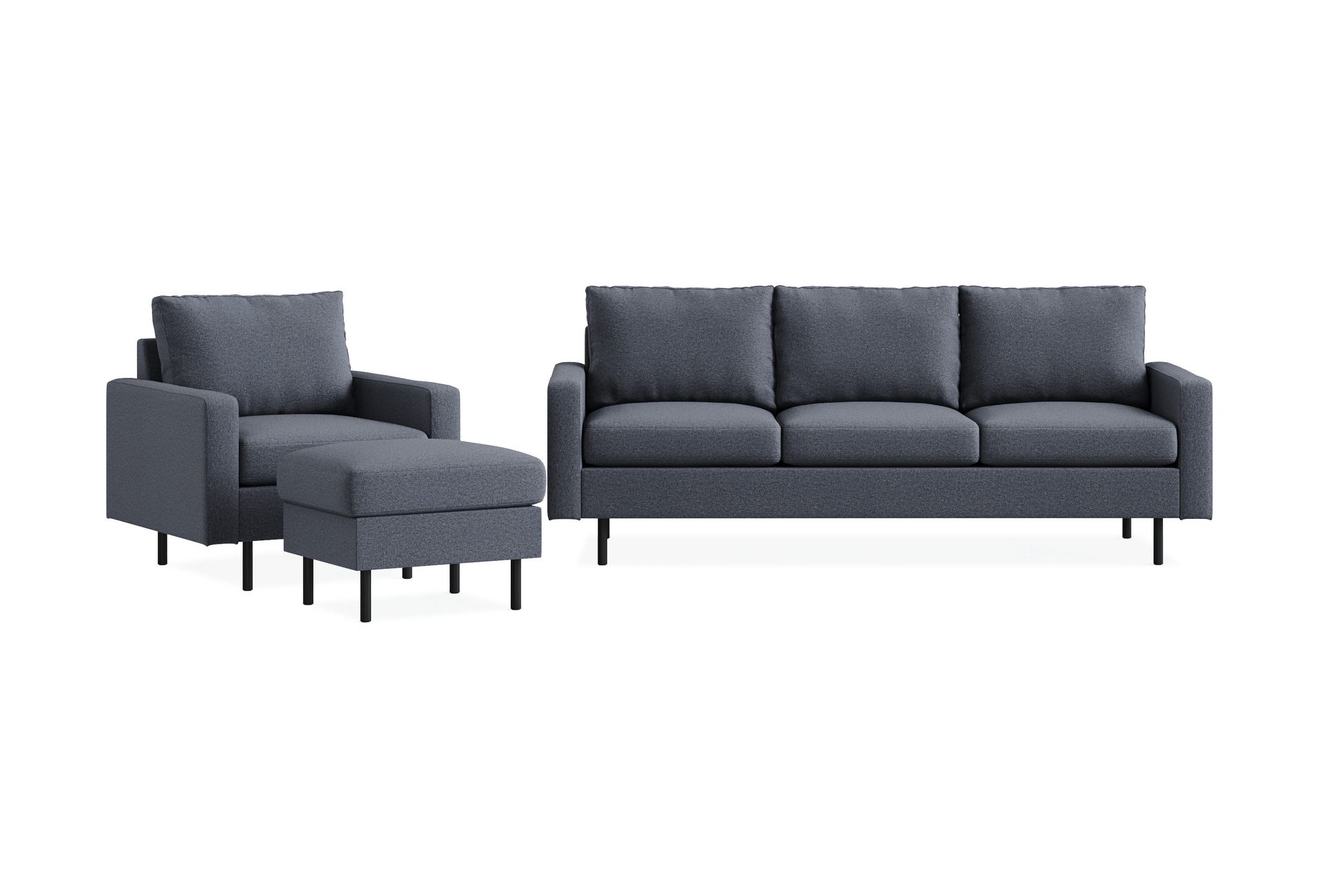 Peppe Soffgrupp 3-sits Soffa + F&aring;t&ouml;lj + Fotpall i Tyg - M&ouml;rkgr&aring;