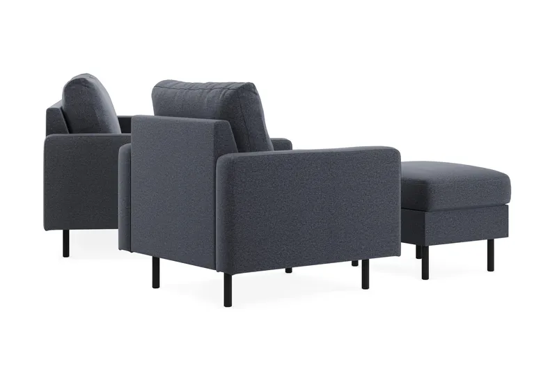 Peppe Soffgrupp 3-sits Soffa + Fåtölj + Fotpall i Tyg - Mörkgrå - Möbler - Vardagsrum - Soffgrupper