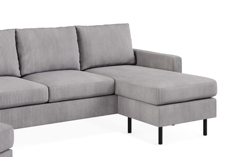 Peppe Soffgrupp 3-sits Vändbar L-formad Divansoffa + Fåtölj + Fotpall i Manchester - Mörkgrå - Möbler - Vardagsrum - Soffgrupper