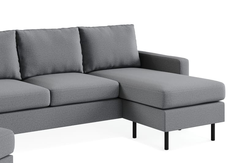 Peppe Soffgrupp 3-sits Vändbar L-formad Divansoffa + Fåtölj + Fotpall i Tyg - Ljusgrå - Möbler - Vardagsrum - Soffgrupper