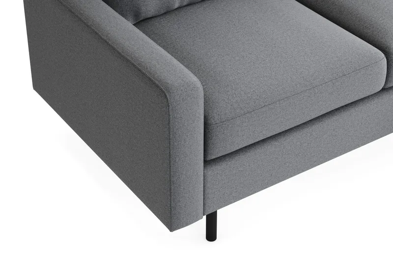 Peppe Soffgrupp 3-sits Vändbar L-formad Divansoffa + Fåtölj + Fotpall i Tyg - Ljusgrå - Möbler - Vardagsrum - Soffgrupper