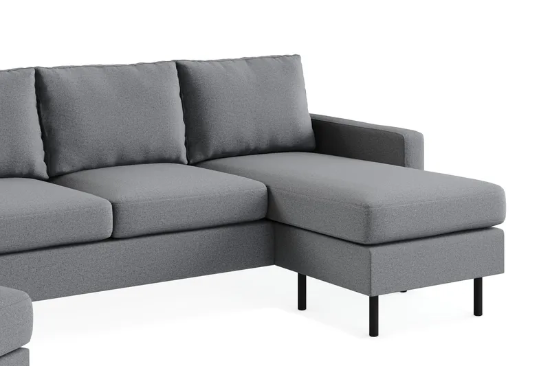 Peppe Soffgrupp 3-sits Vändbar L-formad Divansoffa + Fåtölj + Fotpall i Tyg - Ljusgrå - Möbler - Vardagsrum - Soffgrupper