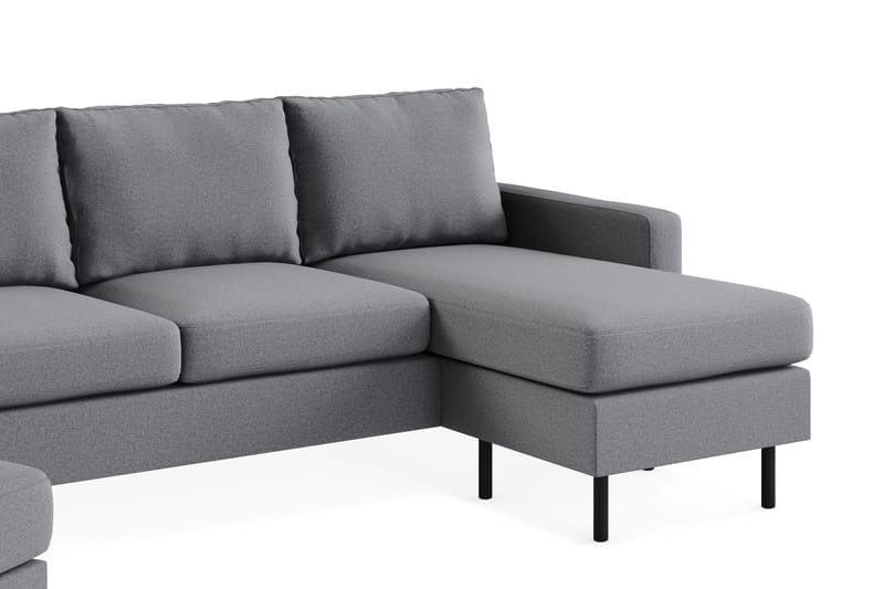 Peppe Soffgrupp 3-sits Vändbar L-formad Divansoffa + Fåtölj + Fotpall i Tyg - Ljusgrå - Möbler - Vardagsrum - Soffgrupper