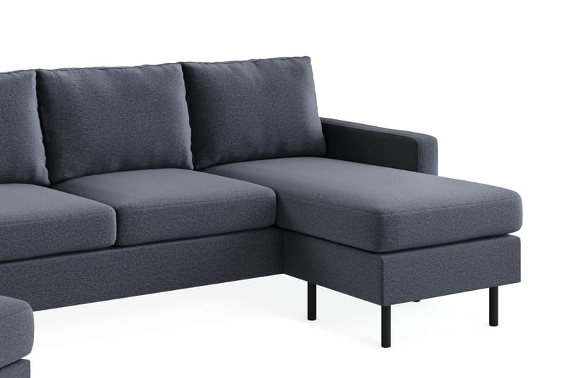 Peppe Soffgrupp 3-sits Vändbar L-formad Divansoffa + Fåtölj + Fotpall i Tyg - Mörkgrå - Möbler - Vardagsrum - Soffgrupper