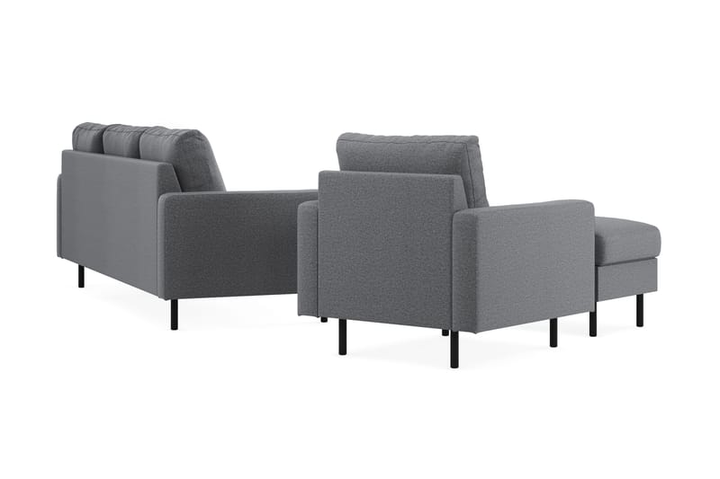 RACKO Soffgrupp 3-sits+Fåtölj+Fotpall Ljusgrå - Möbler - Vardagsrum - Soffgrupper