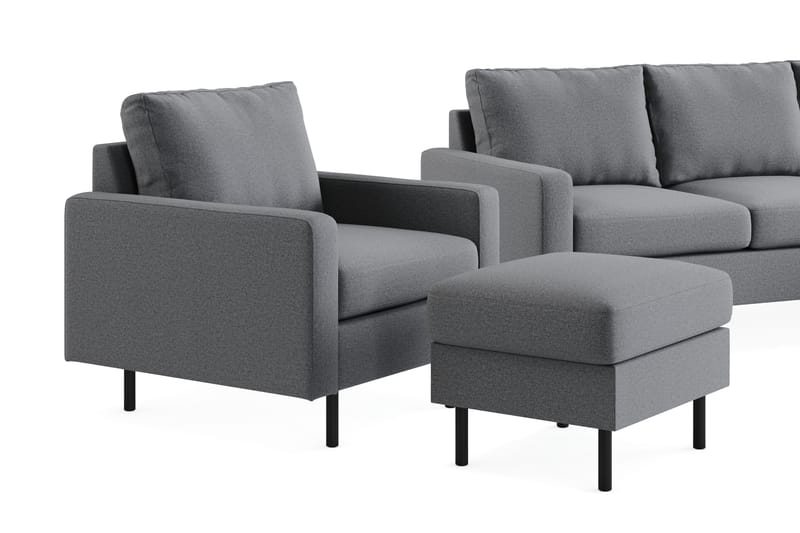 RACKO Soffgrupp 3-sits+Fåtölj+Fotpall Ljusgrå - Möbler - Vardagsrum - Soffgrupper