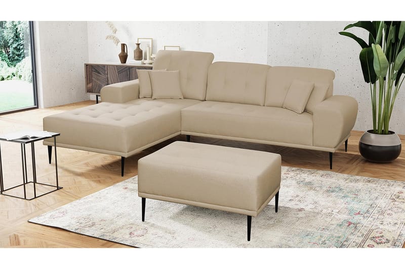 RAPAKI Soffgrupp Vänster med Fotpall Beige - Möbler - Vardagsrum - Soffgrupper