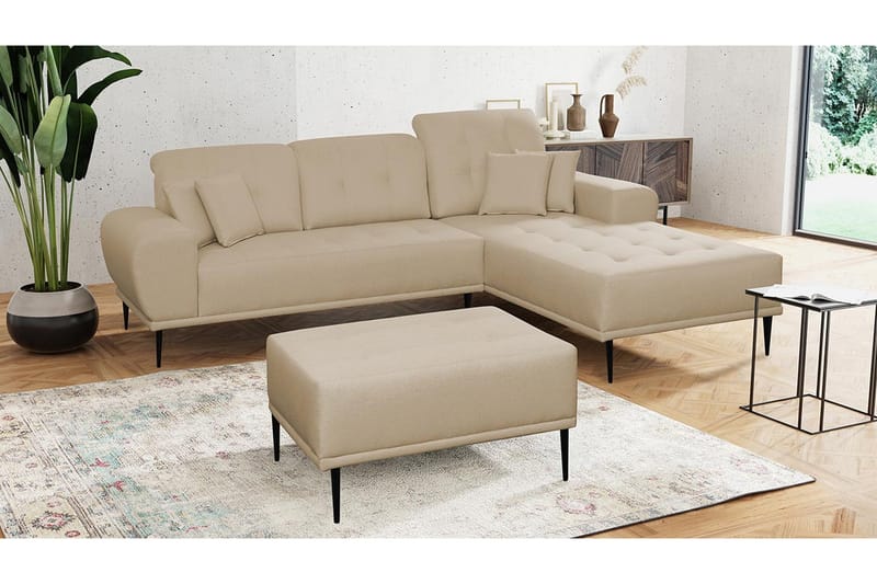 Rapale Soffgrupp Höger med Fotpall - Beige - Möbler - Vardagsrum - Soffgrupper