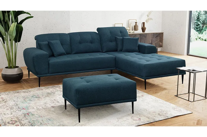 Rapale Soffgrupp Höger med Fotpall - Blå - Möbler - Vardagsrum - Soffgrupper