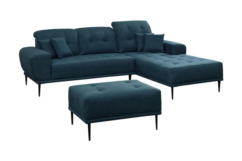 Rapale Soffgrupp Höger med Fotpall, Blå