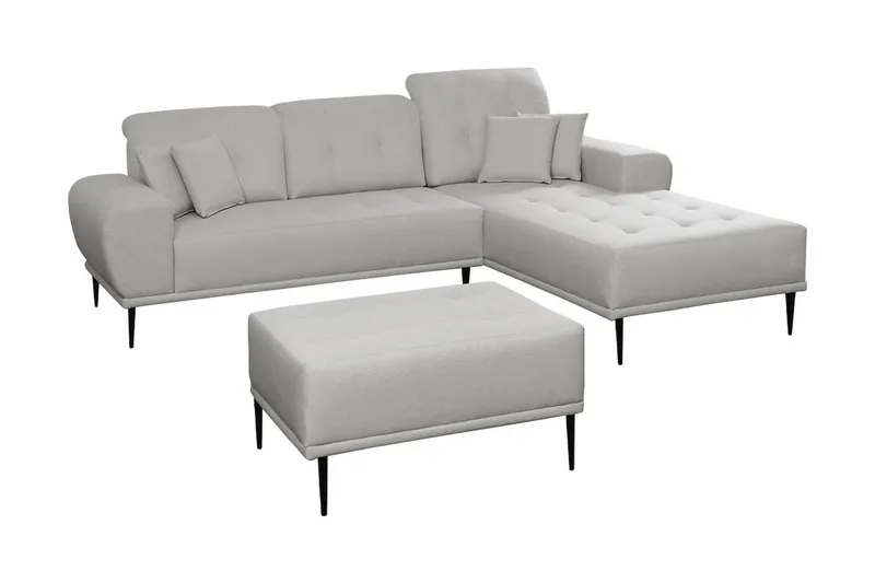 Rapale Soffgrupp Höger med Fotpall, Grå