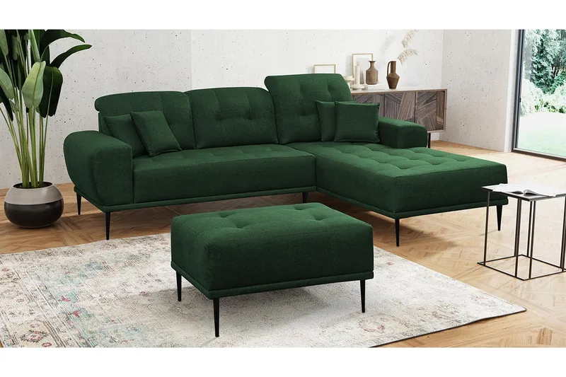 Rapale Soffgrupp Höger med Fotpall - Grön - Möbler - Vardagsrum - Soffgrupper