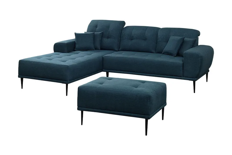 Rapale Soffgrupp Vänster med Fotpall, Blå