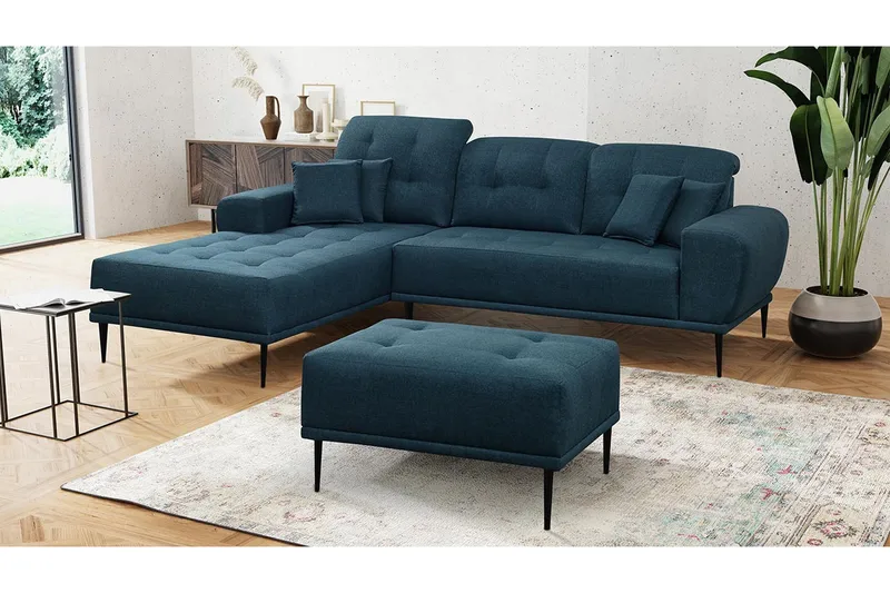 Rapale Soffgrupp Vänster med Fotpall - Blå - Möbler - Vardagsrum - Soffgrupper