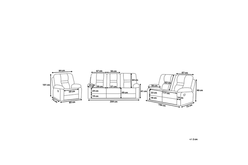 Rovik Soffgrupp 2-Sits+3-Sits+Fåtölj - Svart - Möbler - Vardagsrum - Soffor - Reclinersoffor & Biosoffor