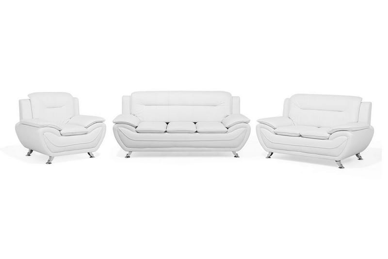 Soffgrupp 2-sits + 3-sits + fåtölj LEIRA, Vit