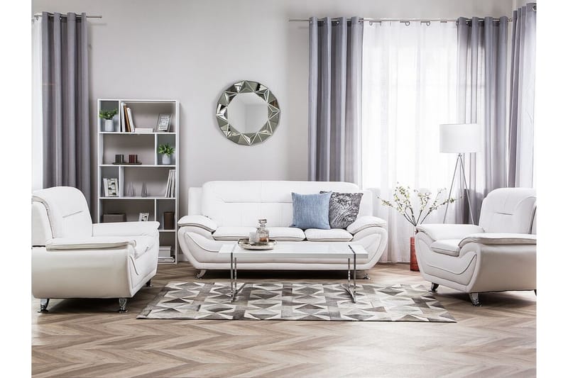 Soffgrupp 2-sits + 3-sits + fåtölj LEIRA - Vit - Möbler - Vardagsrum - Soffgrupper - Soffgrupp 3 2 1